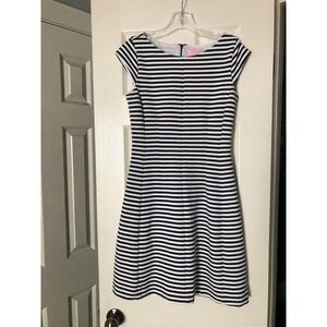 Lilly Pulitzer Navy White Striped Brielle Dress Preppy Nautical 90’s Minimalist